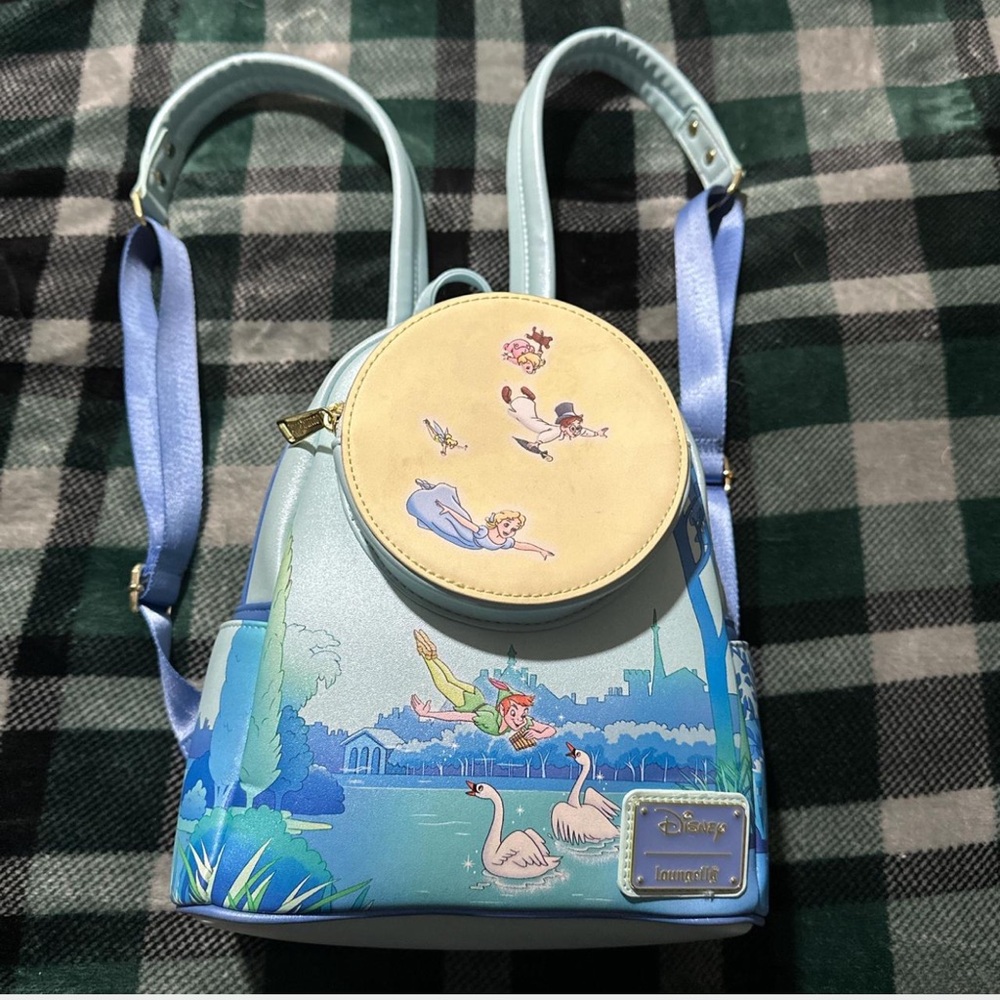 Disney Loungefly Peter Pan and Tinkerbell Mini Backpack and Matching Wallet